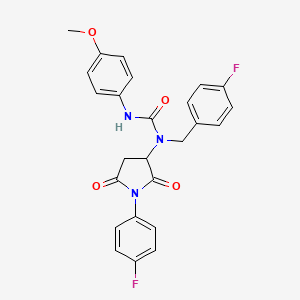molecular formula C25H21F2N3O4 B4132658 N-(4-fluorobenzyl)-N-[1-(4-fluorophenyl)-2,5-dioxo-3-pyrrolidinyl]-N'-(4-methoxyphenyl)urea 
