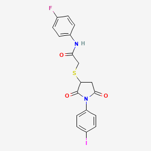 N-(4-fluorophenyl)-2-{[1-(4-iodophenyl)-2,5-dioxo-3-pyrrolidinyl]thio}acetamide