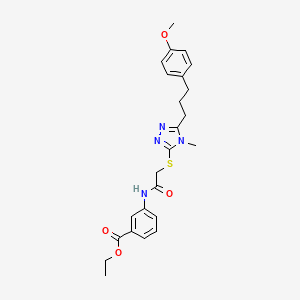 molecular formula C24H28N4O4S B4132693 ethyl 3-{[({5-[3-(4-methoxyphenyl)propyl]-4-methyl-4H-1,2,4-triazol-3-yl}thio)acetyl]amino}benzoate 