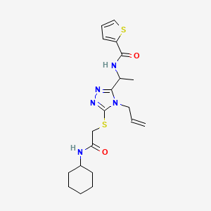 molecular formula C20H27N5O2S2 B4132712 N-[1-(4-allyl-5-{[2-(cyclohexylamino)-2-oxoethyl]thio}-4H-1,2,4-triazol-3-yl)ethyl]-2-thiophenecarboxamide 