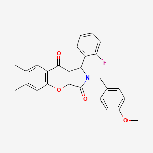 molecular formula C27H22FNO4 B4132720 1-(2-fluorophenyl)-2-(4-methoxybenzyl)-6,7-dimethyl-1,2-dihydrochromeno[2,3-c]pyrrole-3,9-dione 