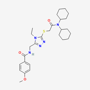 molecular formula C27H39N5O3S B4132736 N-[(5-{[2-(dicyclohexylamino)-2-oxoethyl]thio}-4-ethyl-4H-1,2,4-triazol-3-yl)methyl]-4-methoxybenzamide 