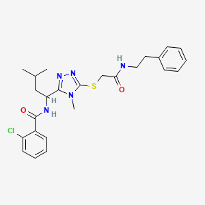 molecular formula C25H30ClN5O2S B4132759 2-chloro-N-{3-methyl-1-[4-methyl-5-({2-oxo-2-[(2-phenylethyl)amino]ethyl}thio)-4H-1,2,4-triazol-3-yl]butyl}benzamide 
