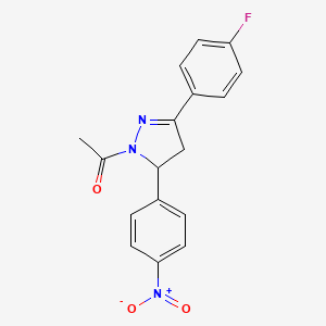 molecular formula C17H14FN3O3 B4132827 1-acetyl-3-(4-fluorophenyl)-5-(4-nitrophenyl)-4,5-dihydro-1H-pyrazole 