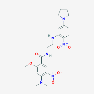 molecular formula C22H28N6O6 B413284 4-(dimethylamino)-2-methoxy-5-nitro-N-[2-(2-nitro-5-pyrrolidin-1-ylanilino)ethyl]benzamide 