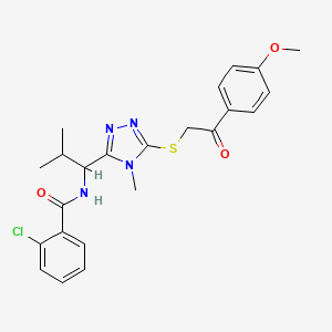 molecular formula C23H25ClN4O3S B4132850 2-chloro-N-[1-(5-{[2-(4-methoxyphenyl)-2-oxoethyl]thio}-4-methyl-4H-1,2,4-triazol-3-yl)-2-methylpropyl]benzamide 
