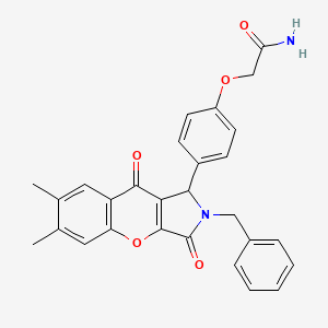 molecular formula C28H24N2O5 B4132870 2-[4-(2-benzyl-6,7-dimethyl-3,9-dioxo-1,2,3,9-tetrahydrochromeno[2,3-c]pyrrol-1-yl)phenoxy]acetamide 