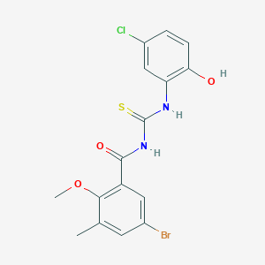molecular formula C16H14BrClN2O3S B4132884 5-bromo-N-{[(5-chloro-2-hydroxyphenyl)amino]carbonothioyl}-2-methoxy-3-methylbenzamide 