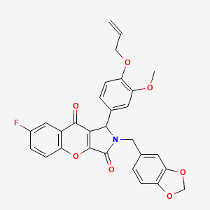 molecular formula C29H22FNO7 B4132928 1-[4-(allyloxy)-3-methoxyphenyl]-2-(1,3-benzodioxol-5-ylmethyl)-7-fluoro-1,2-dihydrochromeno[2,3-c]pyrrole-3,9-dione 