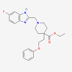 molecular formula C24H28FN3O3 B4132935 ethyl 1-[(6-fluoro-1H-benzimidazol-2-yl)methyl]-4-(2-phenoxyethyl)-4-piperidinecarboxylate 