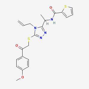 molecular formula C21H22N4O3S2 B4132957 N-[1-(4-allyl-5-{[2-(4-methoxyphenyl)-2-oxoethyl]thio}-4H-1,2,4-triazol-3-yl)ethyl]-2-thiophenecarboxamide 