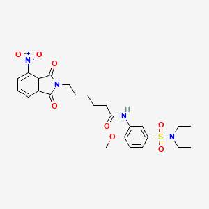 molecular formula C25H30N4O8S B4132968 N-{5-[(diethylamino)sulfonyl]-2-methoxyphenyl}-6-(4-nitro-1,3-dioxo-1,3-dihydro-2H-isoindol-2-yl)hexanamide 