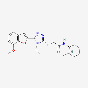2-{[4-ethyl-5-(7-methoxy-1-benzofuran-2-yl)-4H-1,2,4-triazol-3-yl]thio}-N-(2-methylcyclohexyl)acetamide