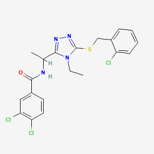 molecular formula C20H19Cl3N4OS B4133007 3,4-dichloro-N-(1-{5-[(2-chlorobenzyl)thio]-4-ethyl-4H-1,2,4-triazol-3-yl}ethyl)benzamide 