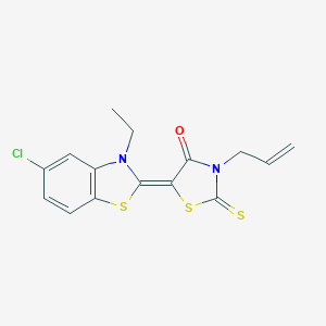 molecular formula C15H13ClN2OS3 B413301 3-allyl-5-(5-chloro-3-ethyl-1,3-benzothiazol-2(3H)-ylidene)-2-thioxo-1,3-thiazolidin-4-one 