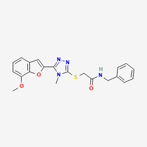 molecular formula C21H20N4O3S B4133012 N-benzyl-2-{[5-(7-methoxy-1-benzofuran-2-yl)-4-methyl-4H-1,2,4-triazol-3-yl]thio}acetamide 