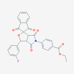 ethyl 4-(1-(3-fluorophenyl)-1',3',4,6(2'H)-tetraoxo-3a,4,6,6a-tetrahydrospiro[1H-furo[3,4-c]pyrrole-3,2'-(1'H)-indene]-5(3H)-yl)benzoate