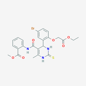 molecular formula C24H24BrN3O6S B4133046 methyl 2-[({4-[5-bromo-2-(2-ethoxy-2-oxoethoxy)phenyl]-6-methyl-2-thioxo-1,2,3,4-tetrahydro-5-pyrimidinyl}carbonyl)amino]benzoate 