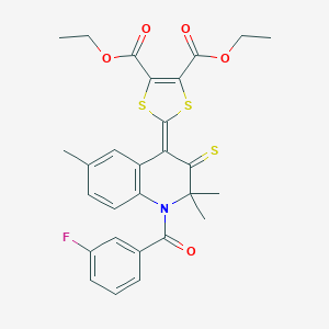 diethyl 2-(1-(3-fluorobenzoyl)-2,2,6-trimethyl-3-thioxo-2,3-dihydro-4(1H)-quinolinylidene)-1,3-dithiole-4,5-dicarboxylate