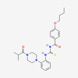 molecular formula C26H34N4O3S B4133066 4-butoxy-N-({[2-(4-isobutyryl-1-piperazinyl)phenyl]amino}carbonothioyl)benzamide 