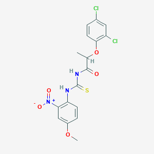 molecular formula C17H15Cl2N3O5S B4133105 2-(2,4-dichlorophenoxy)-N-{[(4-methoxy-2-nitrophenyl)amino]carbonothioyl}propanamide 