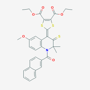 diethyl 2-(6-methoxy-2,2-dimethyl-1-(2-naphthoyl)-3-thioxo-2,3-dihydro-4(1H)-quinolinylidene)-1,3-dithiole-4,5-dicarboxylate