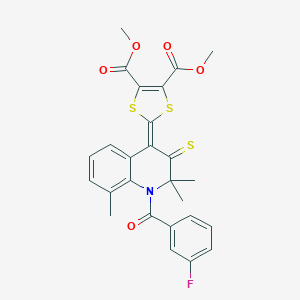 Dimethyl 2-[1-(3-fluorobenzoyl)-2,2,8-trimethyl-3-sulfanylidenequinolin-4-ylidene]-1,3-dithiole-4,5-dicarboxylate
