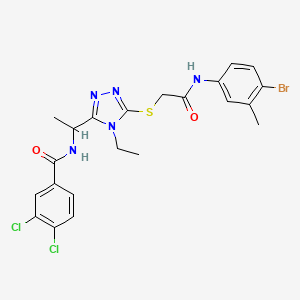 molecular formula C22H22BrCl2N5O2S B4133129 N-{1-[5-({2-[(4-bromo-3-methylphenyl)amino]-2-oxoethyl}thio)-4-ethyl-4H-1,2,4-triazol-3-yl]ethyl}-3,4-dichlorobenzamide 