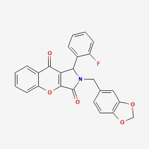 molecular formula C25H16FNO5 B4133137 2-(1,3-benzodioxol-5-ylmethyl)-1-(2-fluorophenyl)-1,2-dihydrochromeno[2,3-c]pyrrole-3,9-dione 