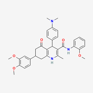 molecular formula C34H37N3O5 B4133150 7-(3,4-dimethoxyphenyl)-4-[4-(dimethylamino)phenyl]-N-(2-methoxyphenyl)-2-methyl-5-oxo-1,4,5,6,7,8-hexahydro-3-quinolinecarboxamide 