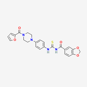 molecular formula C24H22N4O5S B4133167 N-[({4-[4-(2-furoyl)-1-piperazinyl]phenyl}amino)carbonothioyl]-1,3-benzodioxole-5-carboxamide 