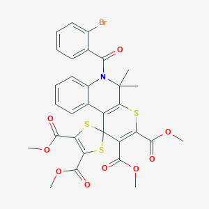 molecular formula C31H26BrNO9S3 B413317 tetramethyl 6'-[(2-bromophenyl)carbonyl]-5',5'-dimethyl-5',6'-dihydrospiro[1,3-dithiole-2,1'-thiopyrano[2,3-c]quinoline]-2',3',4,5-tetracarboxylate 