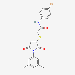 molecular formula C20H19BrN2O3S B4133185 N-(4-bromophenyl)-2-{[1-(3,5-dimethylphenyl)-2,5-dioxo-3-pyrrolidinyl]thio}acetamide 