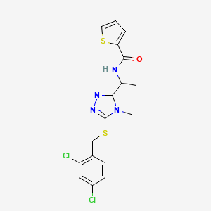 molecular formula C17H16Cl2N4OS2 B4133211 N-(1-{5-[(2,4-dichlorobenzyl)thio]-4-methyl-4H-1,2,4-triazol-3-yl}ethyl)-2-thiophenecarboxamide 