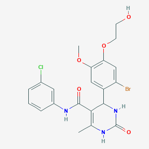 molecular formula C21H21BrClN3O5 B4133217 4-[2-bromo-4-(2-hydroxyethoxy)-5-methoxyphenyl]-N-(3-chlorophenyl)-6-methyl-2-oxo-1,2,3,4-tetrahydro-5-pyrimidinecarboxamide 