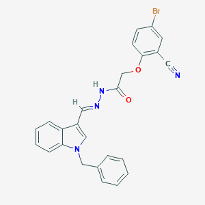 molecular formula C25H19BrN4O2 B413322 N'-[(1-benzyl-1H-indol-3-yl)methylene]-2-(4-bromo-2-cyanophenoxy)acetohydrazide 