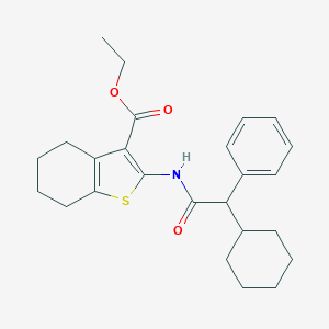 molecular formula C25H31NO3S B413323 Ethyl 2-{[cyclohexyl(phenyl)acetyl]amino}-4,5,6,7-tetrahydro-1-benzothiophene-3-carboxylate 