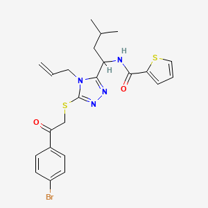 molecular formula C23H25BrN4O2S2 B4133232 N-[1-(4-allyl-5-{[2-(4-bromophenyl)-2-oxoethyl]thio}-4H-1,2,4-triazol-3-yl)-3-methylbutyl]-2-thiophenecarboxamide 