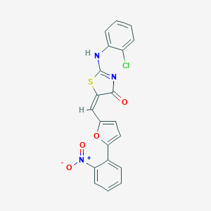 molecular formula C20H12ClN3O4S B413324 (5E)-2-(2-chloroanilino)-5-[[5-(2-nitrophenyl)furan-2-yl]methylidene]-1,3-thiazol-4-one 