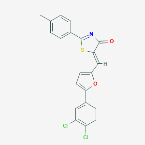 molecular formula C21H13Cl2NO2S B413327 5-{[5-(3,4-dichlorophenyl)-2-furyl]methylene}-2-(4-methylphenyl)-1,3-thiazol-4(5H)-one 