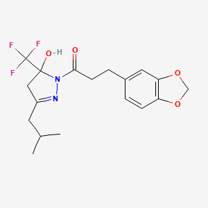 1-[3-(1,3-benzodioxol-5-yl)propanoyl]-3-isobutyl-5-(trifluoromethyl)-4,5-dihydro-1H-pyrazol-5-ol