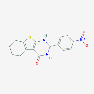 molecular formula C16H15N3O3S B413329 2-{4-nitrophenyl}-2,3,5,6,7,8-hexahydro[1]benzothieno[2,3-d]pyrimidin-4(1H)-one 