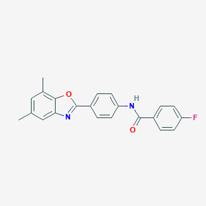molecular formula C22H17FN2O2 B413330 N-[4-(5,7-dimethyl-1,3-benzoxazol-2-yl)phenyl]-4-fluorobenzamide 