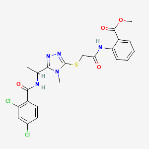 molecular formula C22H21Cl2N5O4S B4133303 methyl 2-({[(5-{1-[(2,4-dichlorobenzoyl)amino]ethyl}-4-methyl-4H-1,2,4-triazol-3-yl)thio]acetyl}amino)benzoate 