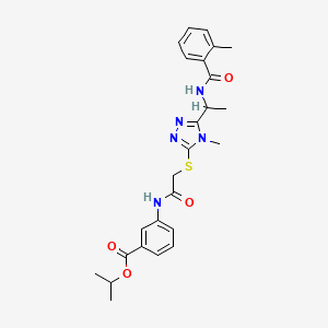 molecular formula C25H29N5O4S B4133307 isopropyl 3-({[(4-methyl-5-{1-[(2-methylbenzoyl)amino]ethyl}-4H-1,2,4-triazol-3-yl)thio]acetyl}amino)benzoate 