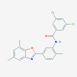 molecular formula C23H18Cl2N2O2 B413332 3,5-dichloro-N-[5-(5,7-dimethyl-1,3-benzoxazol-2-yl)-2-methylphenyl]benzamide 