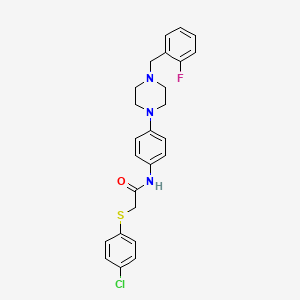 molecular formula C25H25ClFN3OS B4133320 2-[(4-chlorophenyl)thio]-N-{4-[4-(2-fluorobenzyl)-1-piperazinyl]phenyl}acetamide 