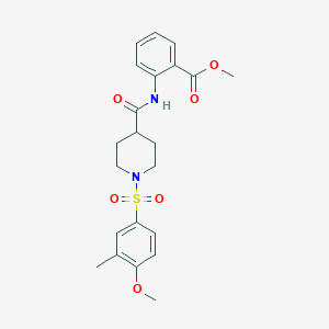 molecular formula C22H26N2O6S B4133322 methyl 2-[({1-[(4-methoxy-3-methylphenyl)sulfonyl]-4-piperidinyl}carbonyl)amino]benzoate 