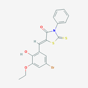 molecular formula C18H14BrNO3S2 B413333 5-(5-Bromo-3-ethoxy-2-hydroxybenzylidene)-3-phenyl-2-thioxo-1,3-thiazolidin-4-one 
