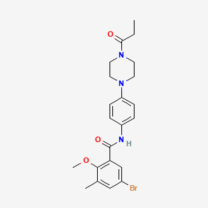 5-bromo-2-methoxy-3-methyl-N-[4-(4-propionyl-1-piperazinyl)phenyl]benzamide